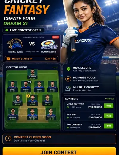 Come (come 11) fantasy cricket & matchday visual 3